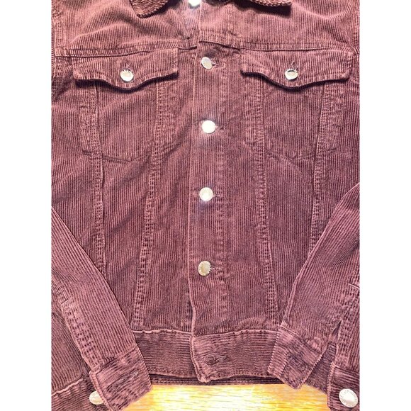 Brown Corduroy Button-Up Jacket With Chest Pockets & Silver Buttons - Picture 5 of 6